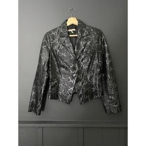 In Suede Genuine Leather Black Snakeskin Blazer Jacket Size Small